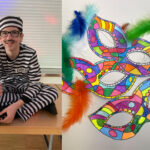 Fasching23_bunte Masken und Schüler