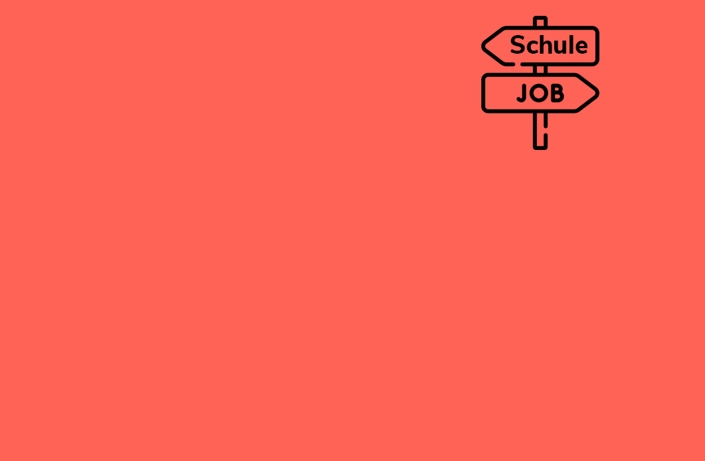 Icon-berufsorientierung - Schild mit entgegengesetzer Richtung mit Aufschrift Schule und Job- flaticon-com -